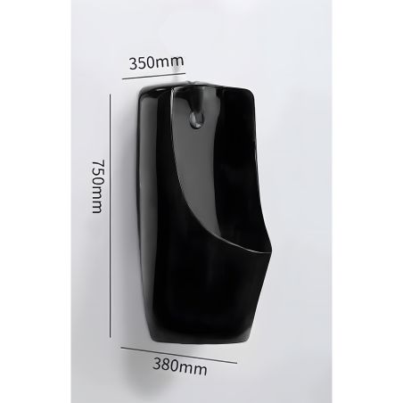 Urinal cu senzor integrat, scurgere in perete sau in podea, 35x38x76 cm, Negru Lucios, Lavino