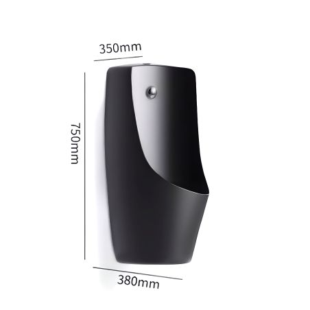Urinal cu senzor integrat, scurgere in perete sau in podea, 35x38x76 cm, Negru Mat, Lavino