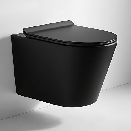 Vas wc, Negru Mat,Power Color,montaj suspendat, 51x36 cm, ceramica sanitara, Toledo