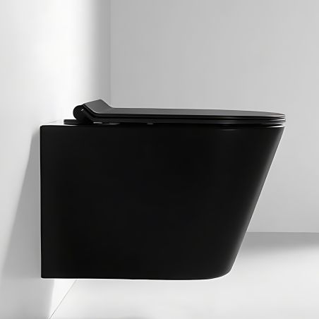 Vas wc, Negru Mat,Power Color,montaj suspendat, 51x36 cm, ceramica sanitara, Toledo