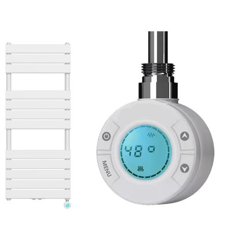 Calorifer electric cu termostat digital LCD din otel, programare saptamanala, Timer, Portprosop, 120-140-160x50 cm, Alb, Nadir