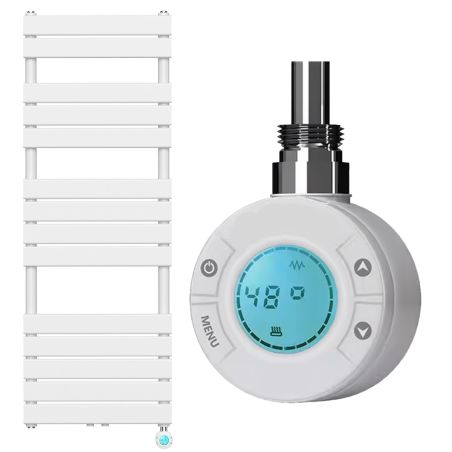 Calorifer electric cu termostat digital LCD din otel, programare saptamanala, Timer, Portprosop, 120-140-160x50 cm, Alb, Nadir