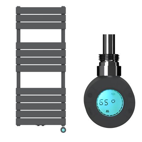 Calorifer electric din otel cu termostat digital LCD, Timer, Portprosop, Antracit, 120-140-160x50 cm, Nadir