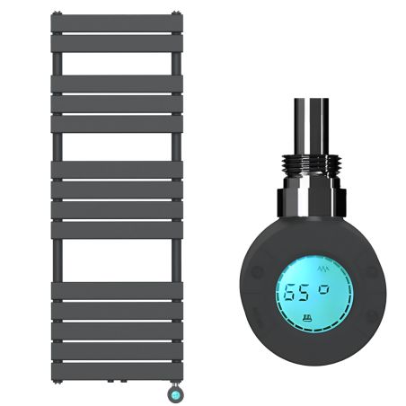 Calorifer electric din otel cu termostat digital LCD, Timer, Portprosop, Antracit, 120-140-160x50 cm, Nadir