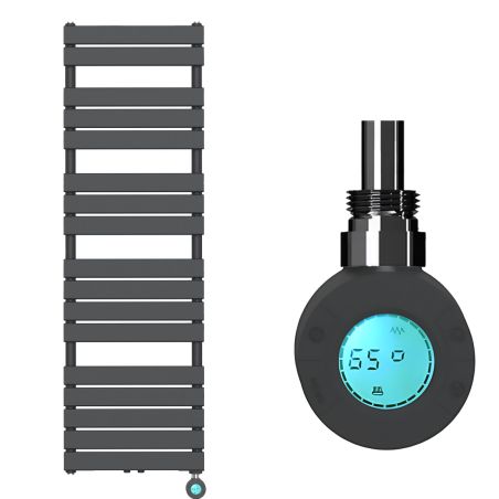 Calorifer electric din otel cu termostat digital LCD, Timer, Portprosop, Antracit, 120-140-160x50 cm, Nadir