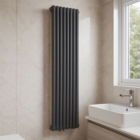 Calorifer vertical, otel, 188x44 cm, 2960 W, 7 elementi, Antracit, Eleganza