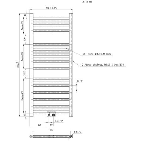 Calorifer, radiator Portprosop din otel, dimensiuni: 120,150,180x50 cm, Antracit, Ferano
