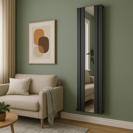 Calorifer decorativ din otel cu oglinda, Antracit, 4 elementi, 593 W, dimensiune 180x60 cm, Malvina