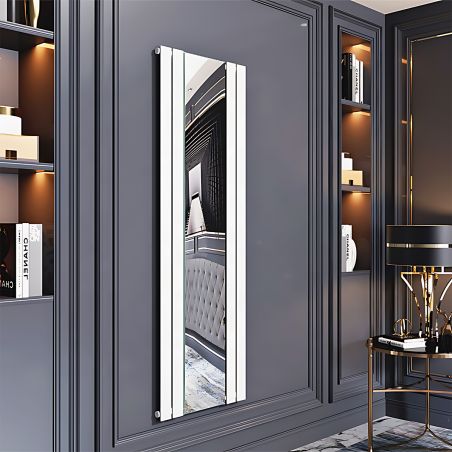 Calorifer decorativ din otel cu oglinda, Alb, 4 elementi, 593 W, dimensiune 180x60 cm, Malvina