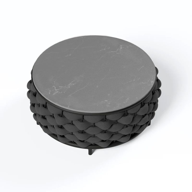 Set mobilier terasa gradina, canapea, fotolii, masuta de cafea, aluminiu, impletitura rotunda tip funie, Dylan