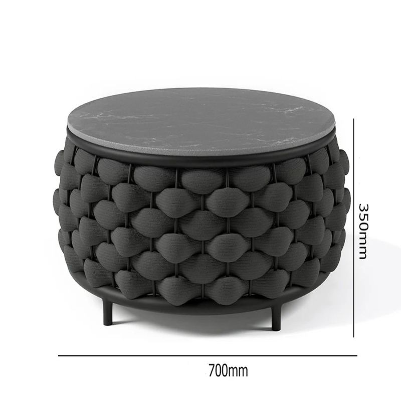 Set mobilier terasa gradina, canapea, fotolii, masuta de cafea, aluminiu, impletitura rotunda tip funie, Dylan