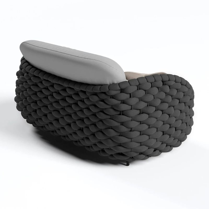 Set mobilier terasa gradina, canapea, fotolii, masuta de cafea, aluminiu, impletitura rotunda tip funie, Dylan