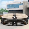 Set Mobilier Rotund terasa sau gradina, Cadru Aluminiu, 7 Piese, Dark Grey, Perne Incluse Crem, Coral