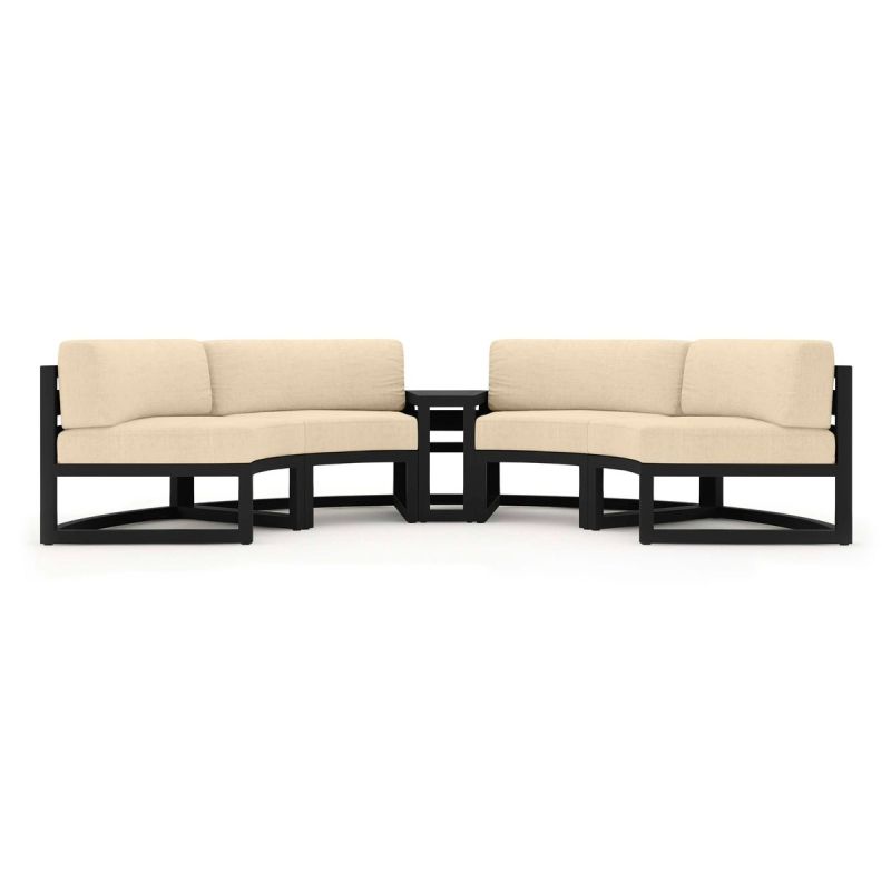 Set Mobilier Rotund terasa sau gradina, Cadru Aluminiu, 7 Piese, Dark Grey, Perne Incluse Crem, Coral