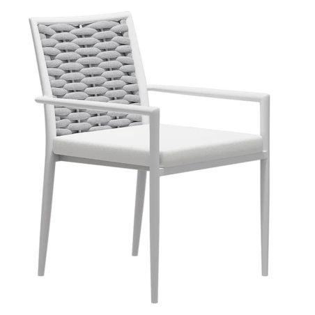 Set mobilier terasa sau gradina, masa din aluminiu si lemn, 6 scaune, impletitura tip funie, Torino