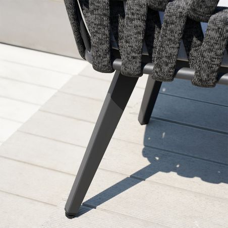Set mobilier terasa sau gradina, 6 scaune, masa extensibila, aluminiu si impletitura tip funie, Riga