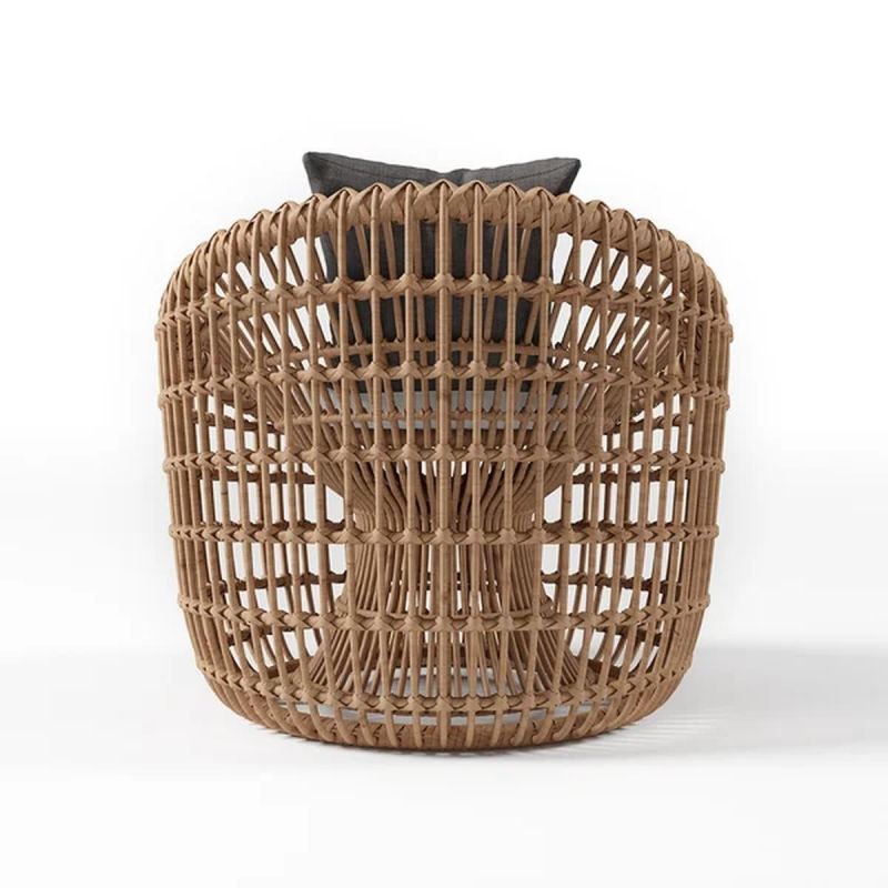 Set mobilier,terasa sau gradina, 2 fotolii, masuta de cafea, cadru aluminiu, poliratan, perne maro si albe, Ema