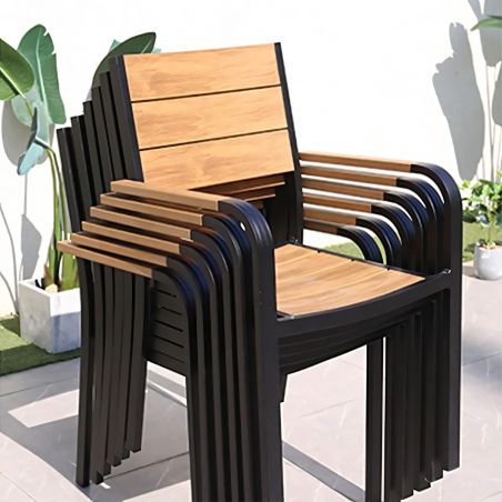 Set mobilier din aluminiu , masa  cu blat din WPC, 4 scaune, pentru terasa sau gradina,Eliza