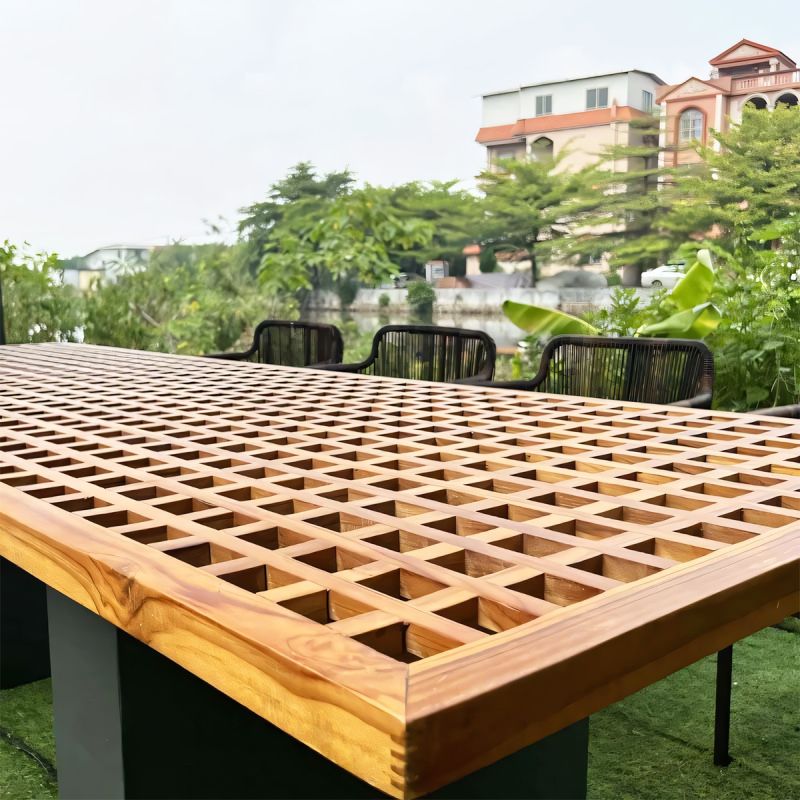 Set mobilier terasa sau gradina, masa Tec cu 8 scaune perne incluse, cadru Aluminiu si poliratan, Mora