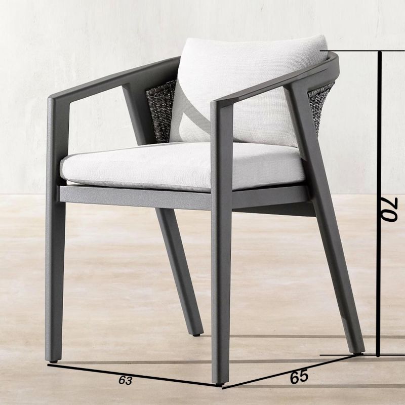 Set mobilier terasa gradina, masa Aluminiu si 8 scaune, cadru aluminiu si poliratan, gri inchis, Dalia