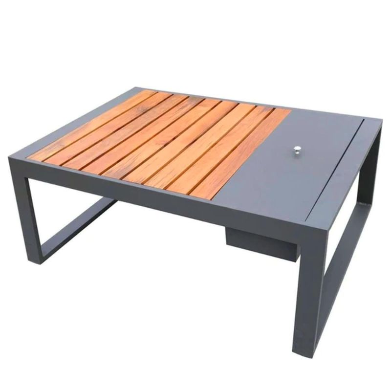 Set mobilier terasa gradina, canapea, 2 fotolii, masuta cafea, ice bucket, aluminiu si lemn, perne incluse, Kia