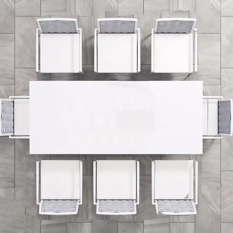 Set mobilier terasa gradina, masa din aluminiu si lemn, 8 scaune, impletitura tip funie, Torino