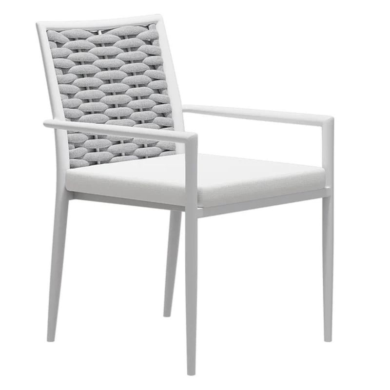 Set mobilier terasa gradina, masa din aluminiu si lemn, 8 scaune, impletitura tip funie, Torino