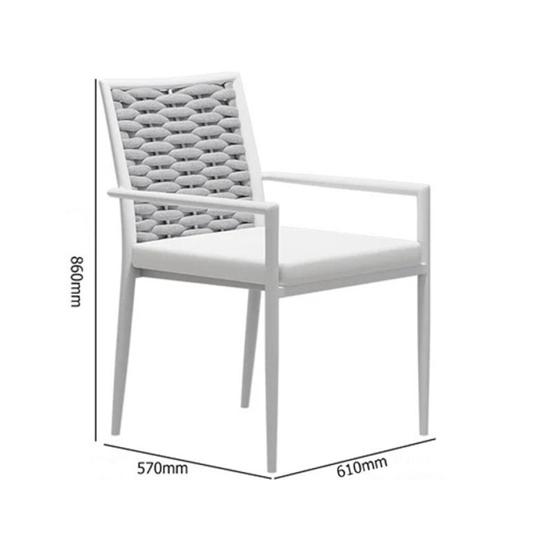 Set mobilier terasa gradina, masa din aluminiu si lemn, 8 scaune, impletitura tip funie, Torino