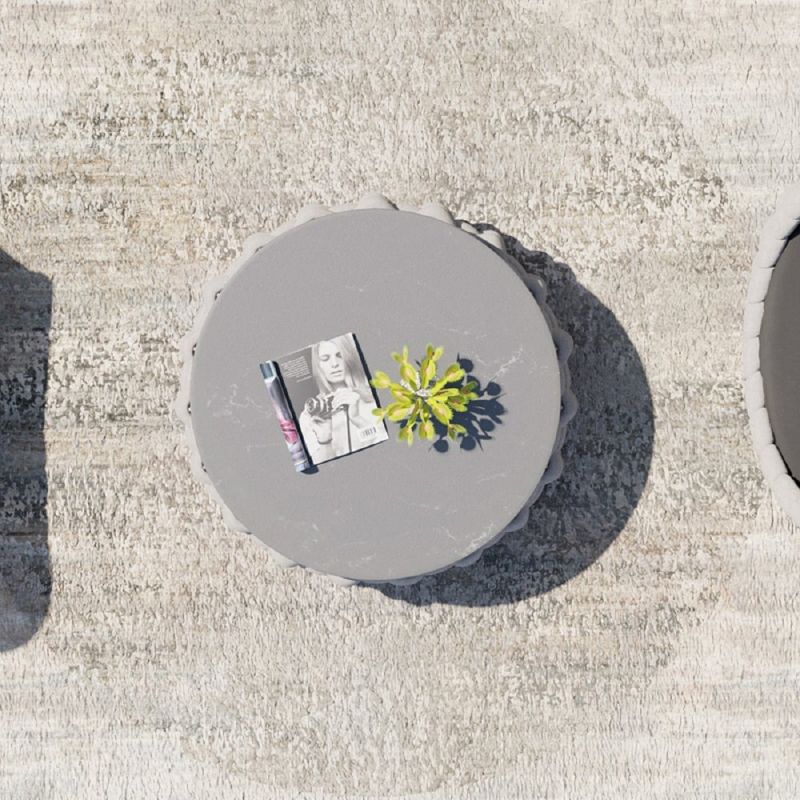 Set mobilier terasa gradina, Crem, canapea, fotolii, masuta de cafea, aluminiu, impletitura tip funie, Dylan