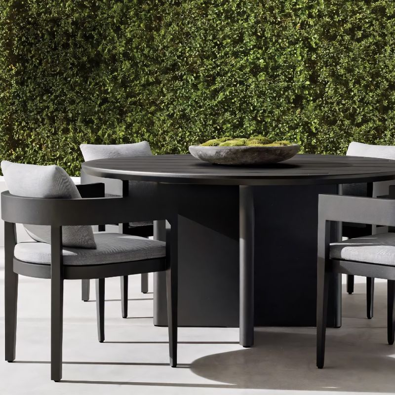 Set mobilier de 4 persoane, terasa sau gradina, aluminiu, masa rotunda si 4 scaune, tesatura din 100% Olefin, Costa Rica