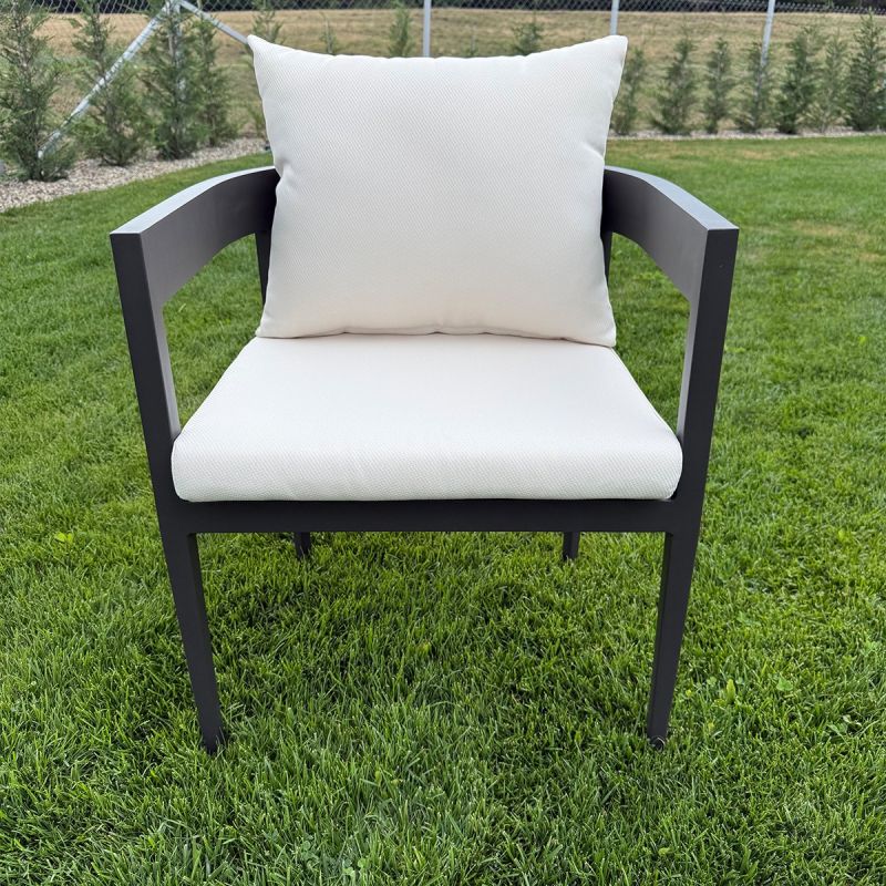 Set mobilier de 4 persoane, terasa sau gradina, aluminiu, masa rotunda si 4 scaune, tesatura din 100% Olefin, Costa Rica