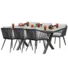 Set mobilier de 6 persoane, gradina sau terasa, aluminiu, masa extensibila cu blat de piatra, impletitura tip funie, Maldives