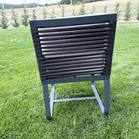 Set mobilier de 8 persoane, gradina sau terasa, masa 240x100 cm + 8 scaune, aluminiu, impletitura tip funie, Capri