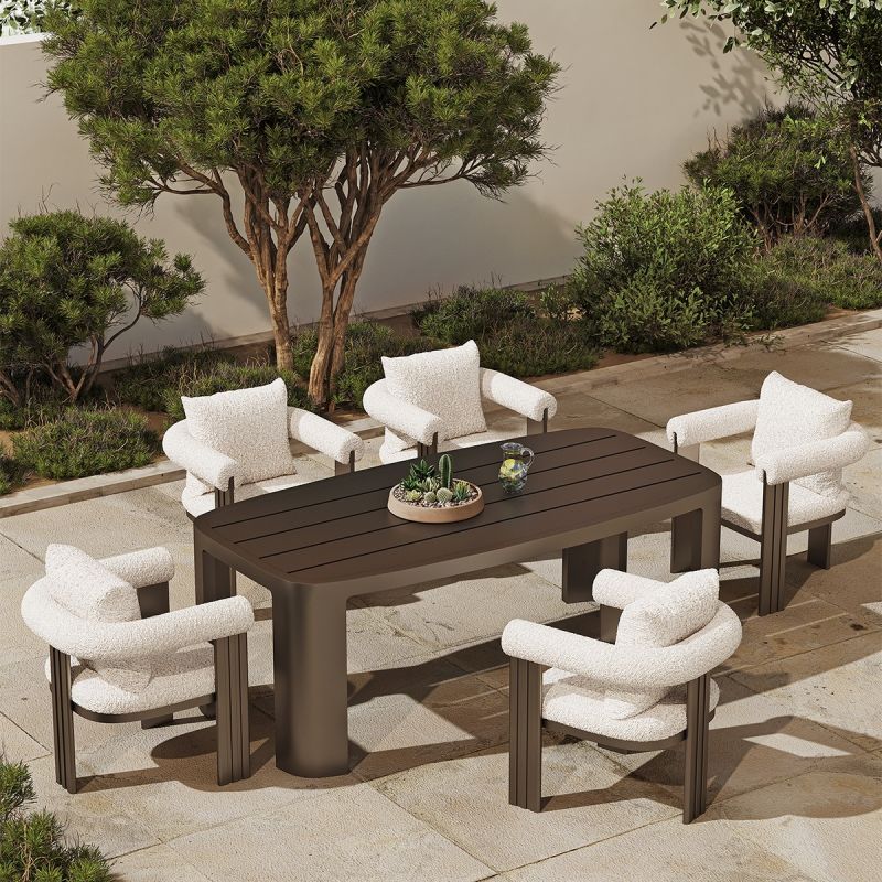 Set mobilier de 8 persoane, gradina sau terasa, aluminiu, masa 214x102 cm + 8 scaune, tesatura 100 % Olefin, Bora Bora