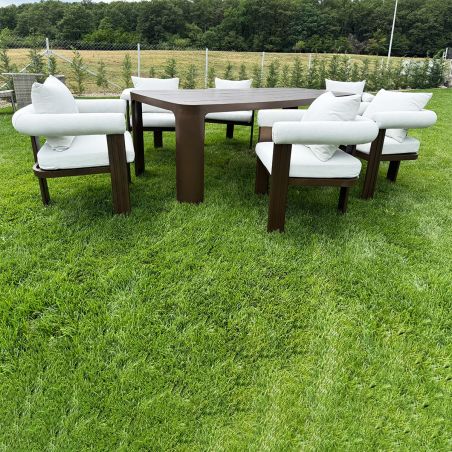 Set mobilier de 8 persoane, gradina sau terasa, aluminiu, masa 214x102 cm + 8 scaune, tesatura 100 % Olefin, Bora Bora