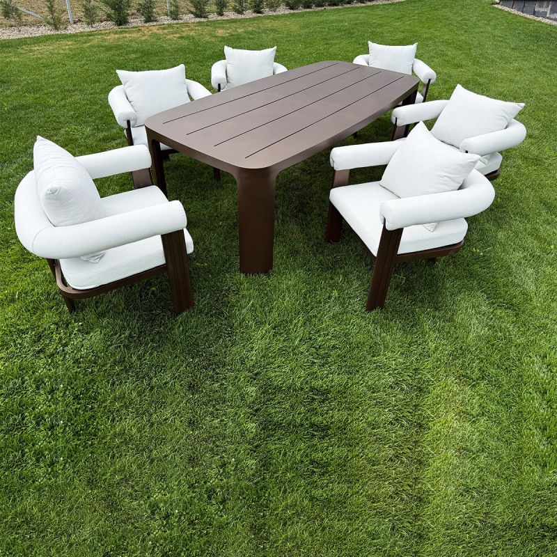 Set mobilier de 8 persoane, gradina sau terasa, aluminiu, masa 214x102 cm + 8 scaune, tesatura 100 % Olefin, Bora Bora