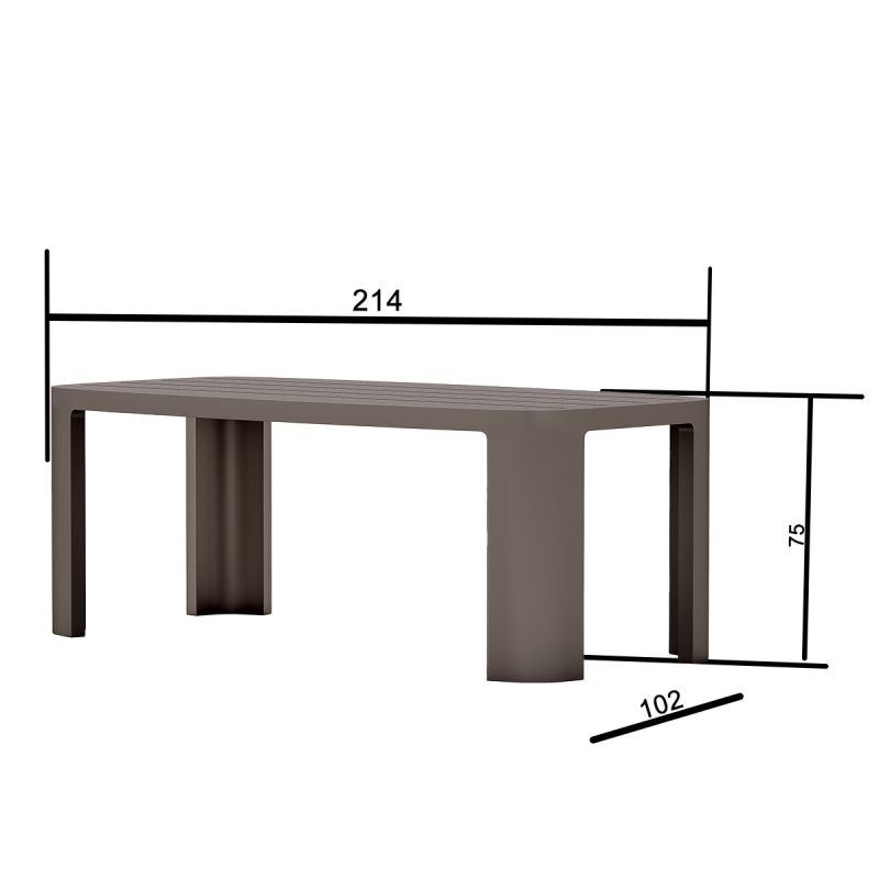 Set mobilier de 6 persoane, gradina sau terasa, aluminiu, masa 214x102 cm + 6 scaune, tesatura 100% Olefin, Bora Bora