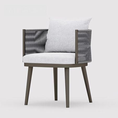 Set mobilier de 8 persoane, terasa sau gradina, aluminiu, masa robusta 214x100 cm + 8 scaune cu impletitura tip funie, Nova Luxe