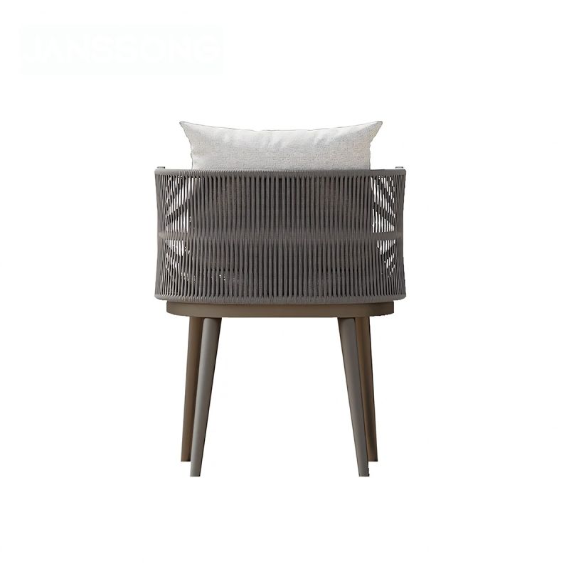 Set mobilier de 8 persoane, terasa sau gradina, aluminiu, masa robusta 214x100 cm + 8 scaune cu impletitura tip funie, Nova Luxe