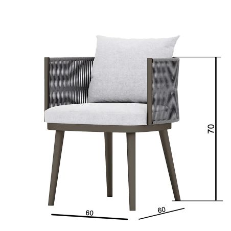 Set mobilier de 8 persoane, terasa sau gradina, aluminiu, masa robusta 214x100 cm + 8 scaune cu impletitura tip funie, Nova Luxe