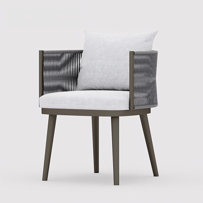 Set mobilier de 6 persoane, terasa sau gradina, aluminiu, masa robusta 214x100 cm + 6 scaune cu impletitura tip funie, Nova Luxe