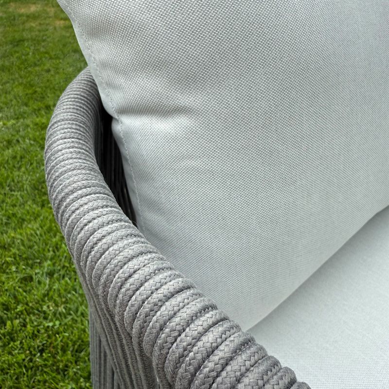 Set mobilier de 6 persoane, terasa sau gradina, aluminiu, masa robusta 214x100 cm + 6 scaune cu impletitura tip funie, Nova Luxe