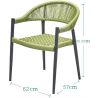 Set mobilier de 8 persoane, gradina sau terasa, aluminiu dark grey, masa 200 cm + 8 scaune cu impletitura tip funie verde, Zen