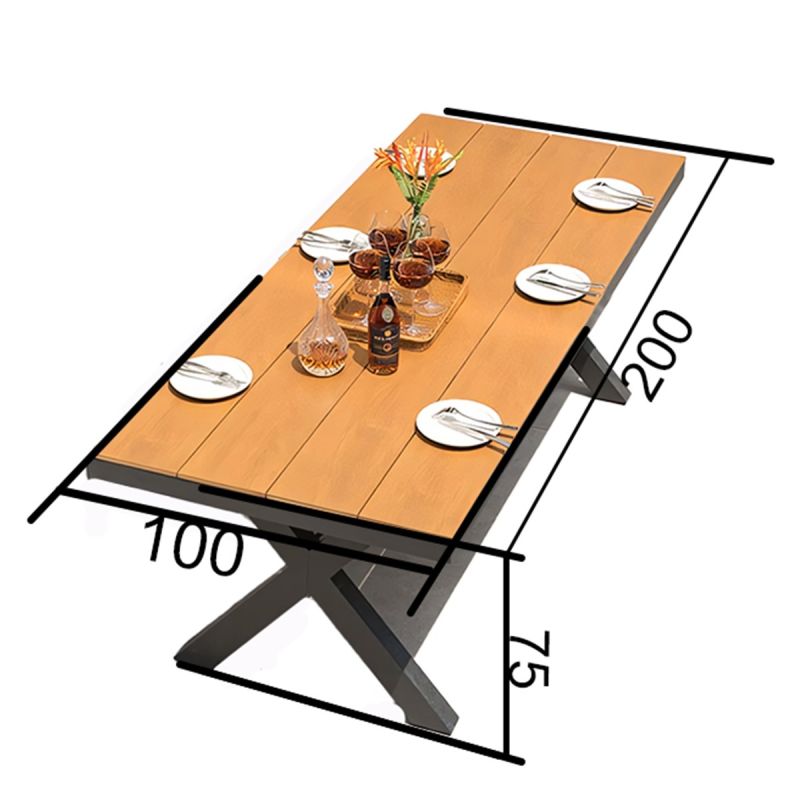 Set mobilier de 6 persoane, gradina sau terasa, aluminiu dark grey, masa 200 cm + 6 scaune cu impletitura tip funie verde, Zen