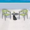 Set masa cu 2 scaune, terasa sau gradina, aluminiu dark grey, impletitura tip funie verde, Oasis