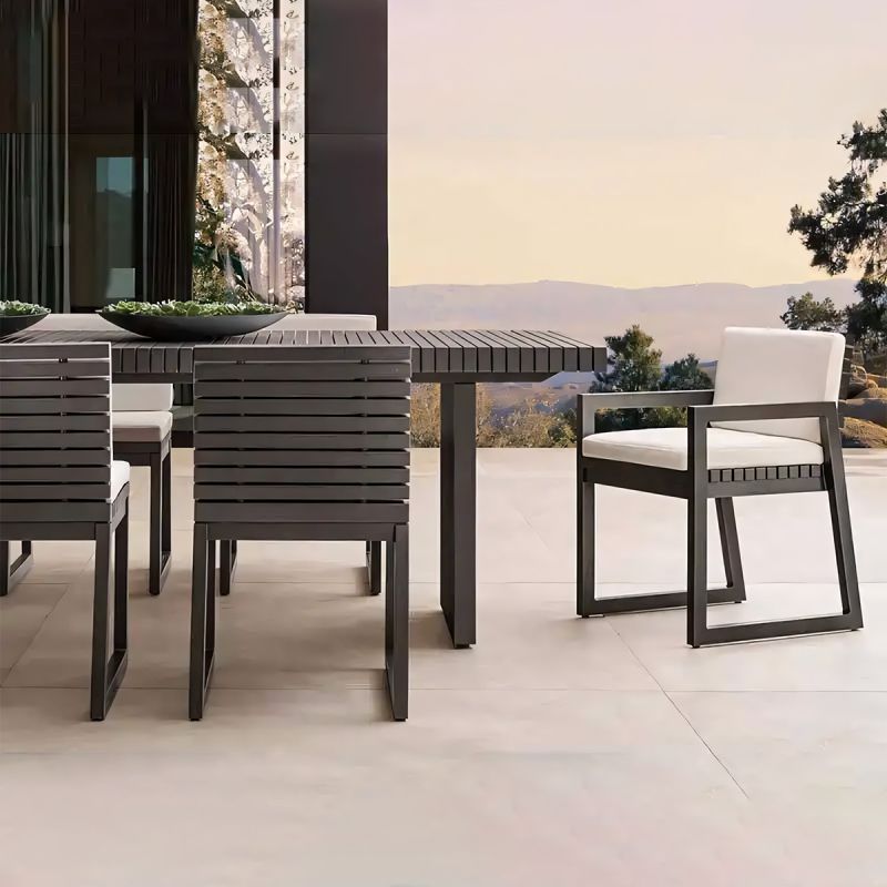 Set mobilier de 8 persoane, terasa sau gradina, aluminiu, masa 213x100 cm + 8 scaune,  tesatura 100% Olefin, Mykonos