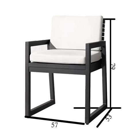 Set mobilier de 6 persoane, terasa sau gradina, aluminiu, masa 213x100 cm + 6 scaune, tesatura 100% Olefin, Mykonos