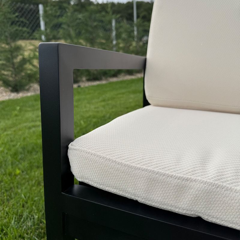 Set mobilier de 6 persoane, terasa sau gradina, aluminiu, masa 213x100 cm + 6 scaune, tesatura 100% Olefin, Mykonos