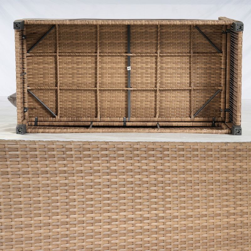 Set mobilier terasa sau gradina, canapea, 2 bancute si masa patrata, poliratan, Santorini