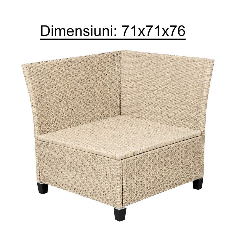 Set mobilier terasa sau gradina, canapea, 2 bancute si masa patrata, poliratan, Santorini